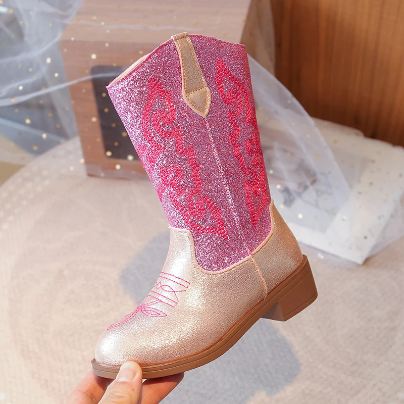 Children's Fashion Boots 3-18 Years Old Embroidered Boys Girls Western Boots Size 27-36 Fall and Winter Tall Kids Boots Shoes