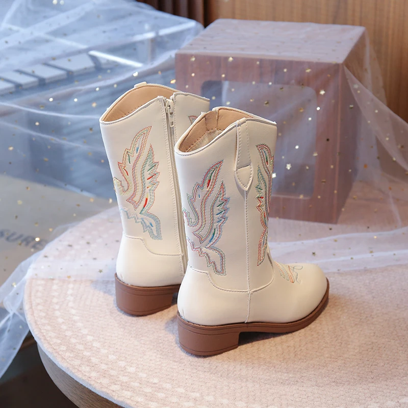 Children's Fashion Boots 3-18 Years Old Embroidered Boys Girls Western Boots Size 27-36 Fall and Winter Tall Kids Boots Shoes