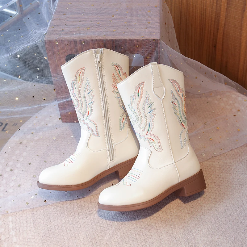 Children's Fashion Boots 3-18 Years Old Embroidered Boys Girls Western Boots Size 27-36 Fall and Winter Tall Kids Boots Shoes