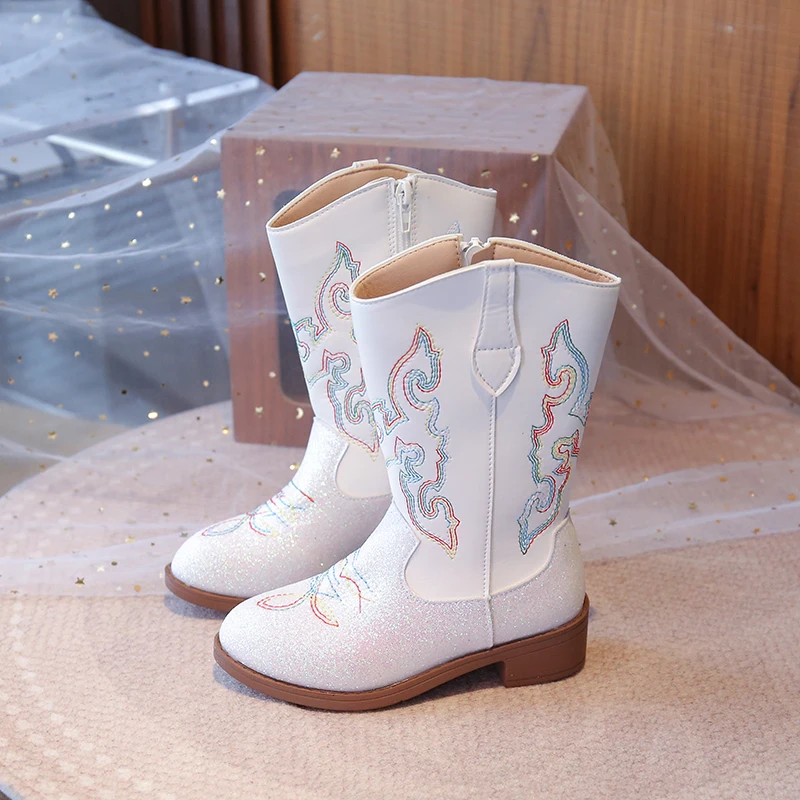 Children's Fashion Boots 3-18 Years Old Embroidered Boys Girls Western Boots Size 27-36 Fall and Winter Tall Kids Boots Shoes