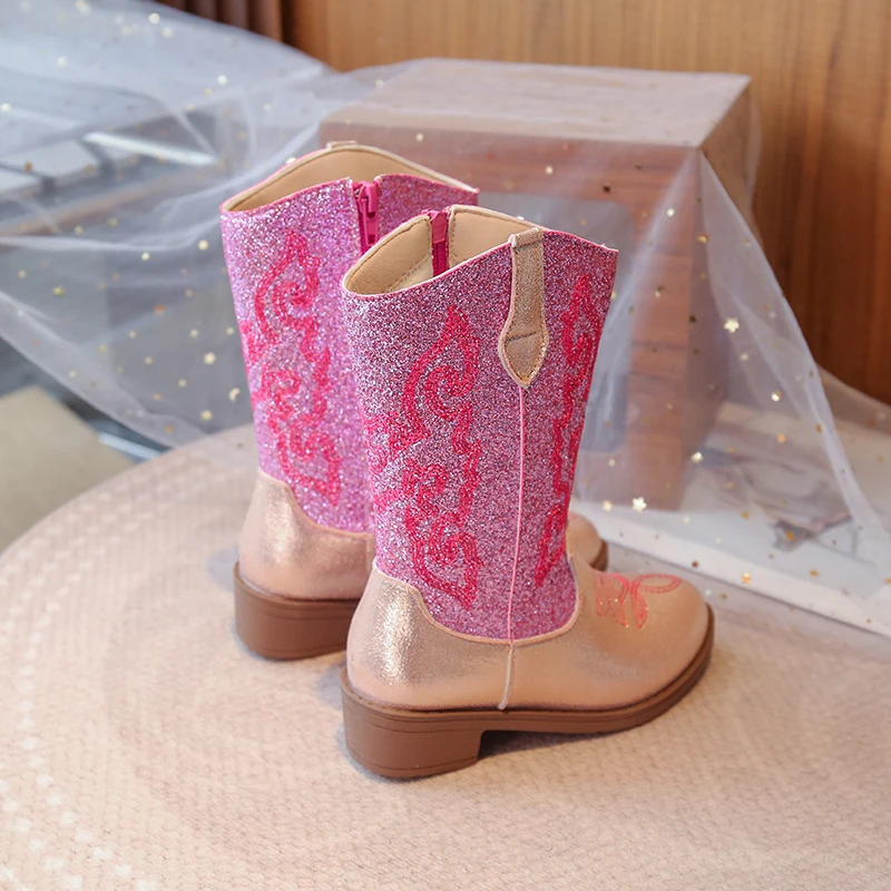 Children's Fashion Boots 3-18 Years Old Embroidered Boys Girls Western Boots Size 27-36 Fall and Winter Tall Kids Boots Shoes