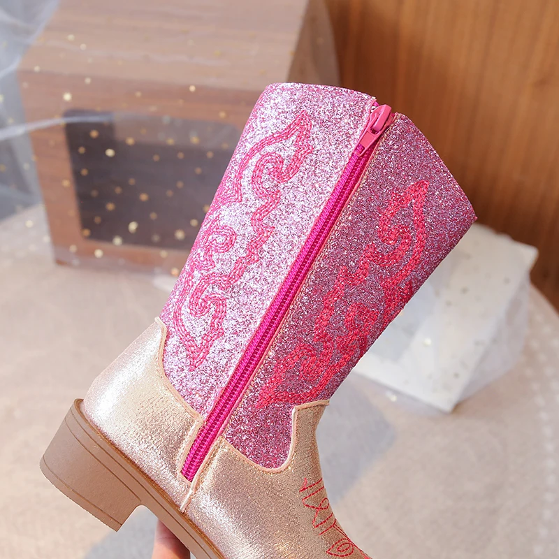 Children's Fashion Boots 3-18 Years Old Embroidered Boys Girls Western Boots Size 27-36 Fall and Winter Tall Kids Boots Shoes