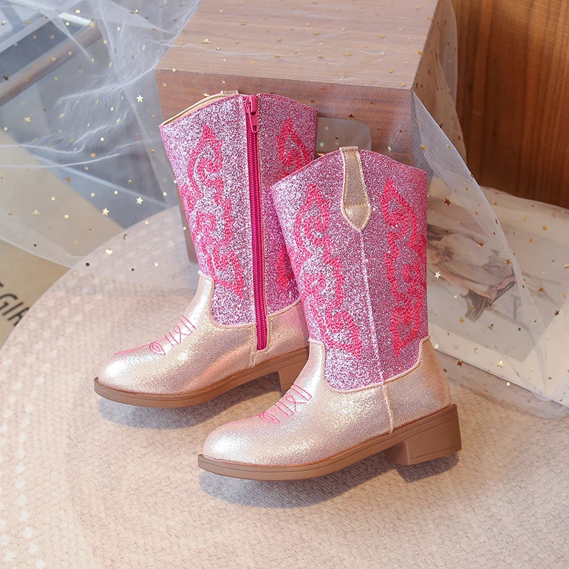Children's Fashion Boots 3-18 Years Old Embroidered Boys Girls Western Boots Size 27-36 Fall and Winter Tall Kids Boots Shoes