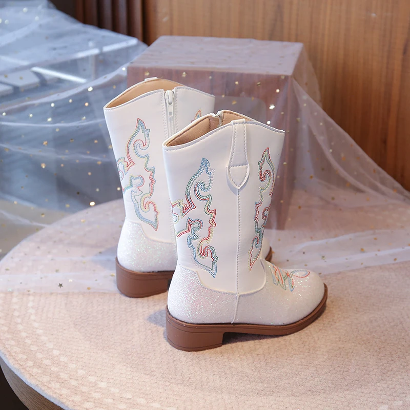 Children's Fashion Boots 3-18 Years Old Embroidered Boys Girls Western Boots Size 27-36 Fall and Winter Tall Kids Boots Shoes
