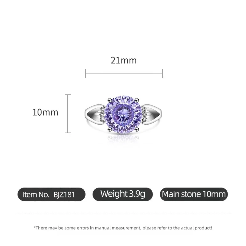 925 Sterling Silver 4 Carat Purple Nest Cut Crystal Zircon Ring Birthday Party Anniversary Gift
