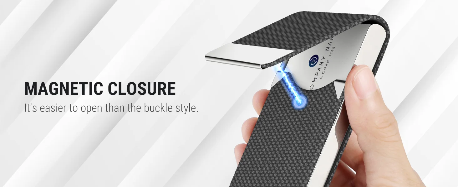 Business Card Holder PU Leather & Stainless Steel Business Card Case for Men Women Slim Name Cards Holder RFID Magnetic Closure