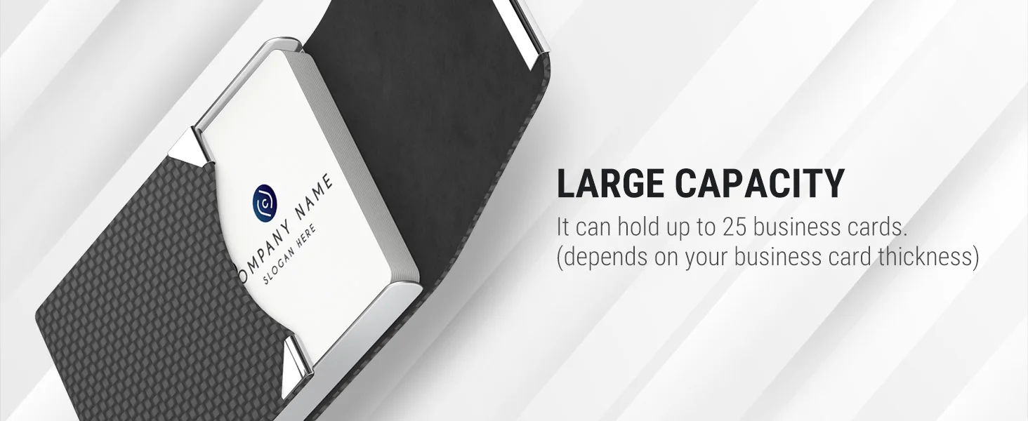 Business Card Holder PU Leather & Stainless Steel Business Card Case for Men Women Slim Name Cards Holder RFID Magnetic Closure
