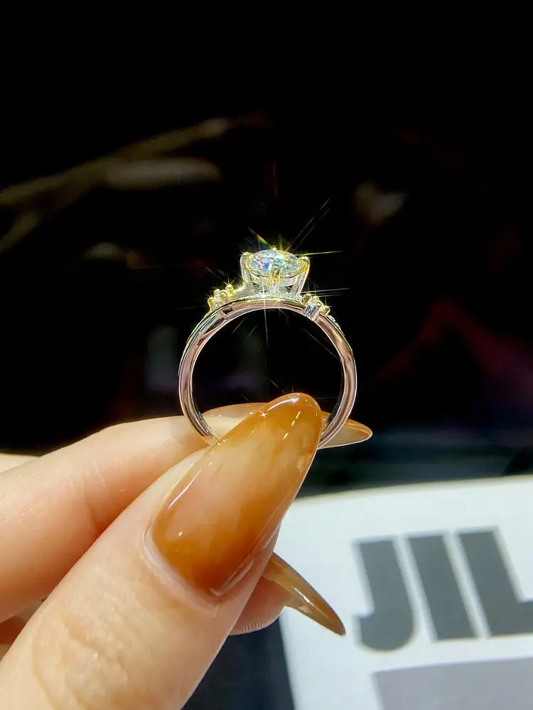 Sparkling 1CT Moissanite Diamond Princess Star Trail Engagement Rings for Women Wedding Anniversary Party Fashioned Jewelry