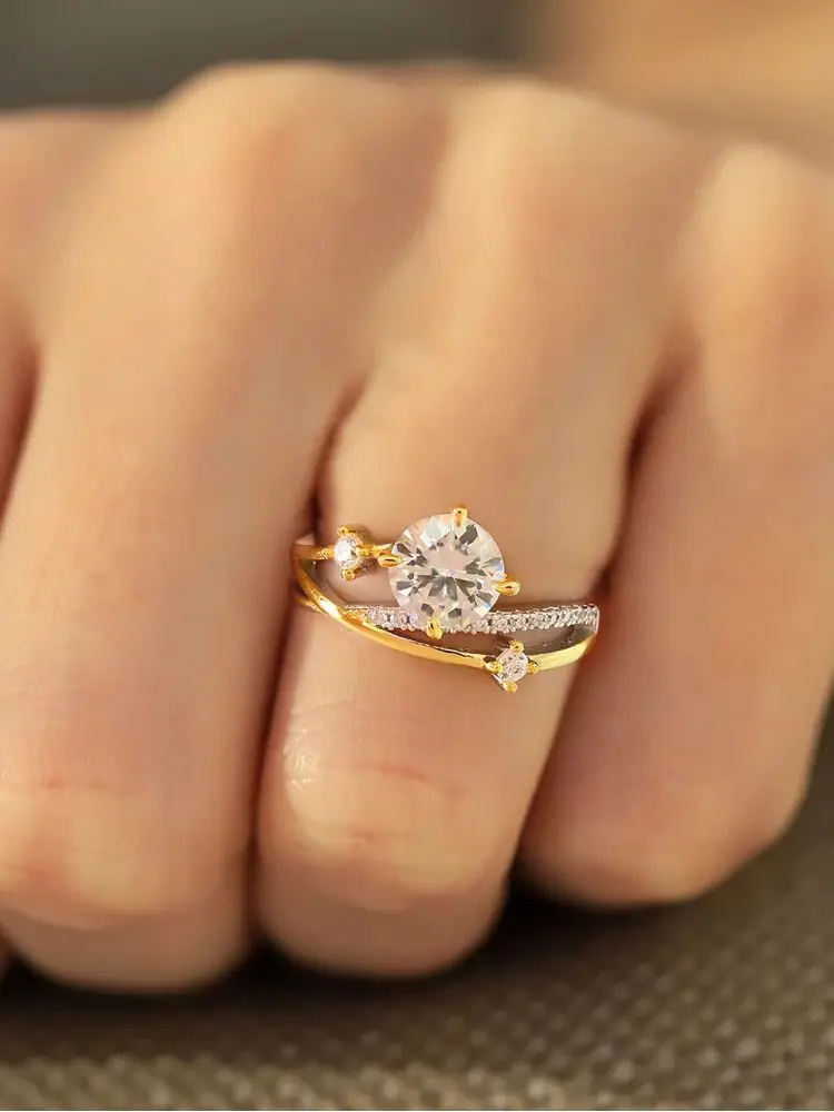 Sparkling 1CT Moissanite Diamond Princess Star Trail Engagement Rings for Women Wedding Anniversary Party Fashioned Jewelry