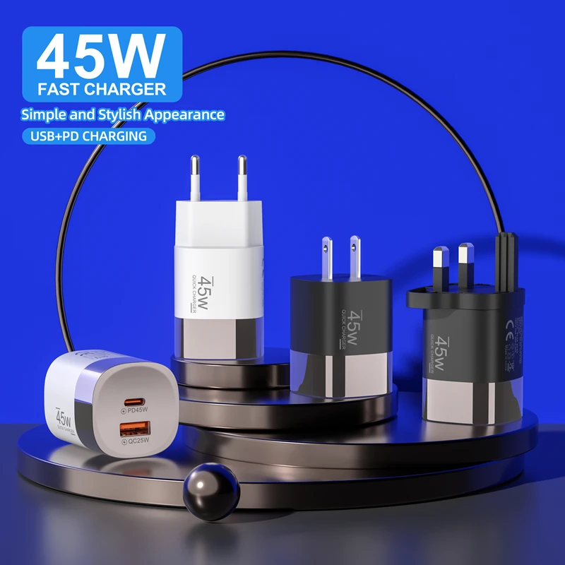 Lenovo Multi-Port 45W A+C Charger QC3.0 Fast Charging Adapter PD20Q 5V/2A Portable Power Adapter EU/US/UK Plug For iPhone iPad