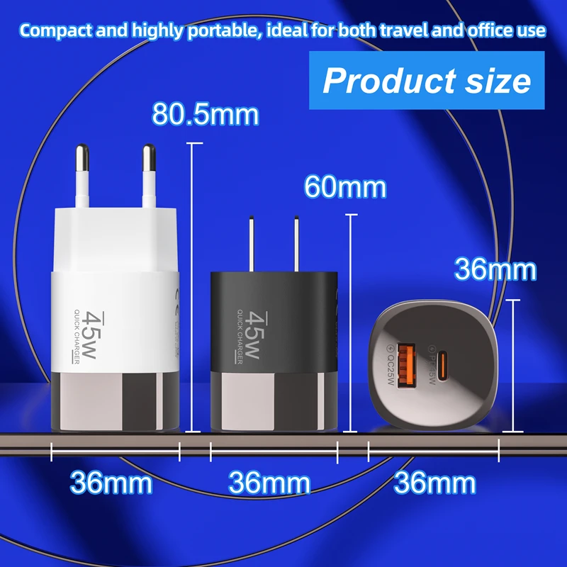 Lenovo Multi-Port 45W A+C Charger QC3.0 Fast Charging Adapter PD20Q 5V/2A Portable Power Adapter EU/US/UK Plug For iPhone iPad