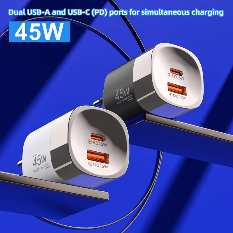 Lenovo Multi-Port 45W A+C Charger QC3.0 Fast Charging Adapter PD20Q 5V/2A Portable Power Adapter EU/US/UK Plug For iPhone iPad
