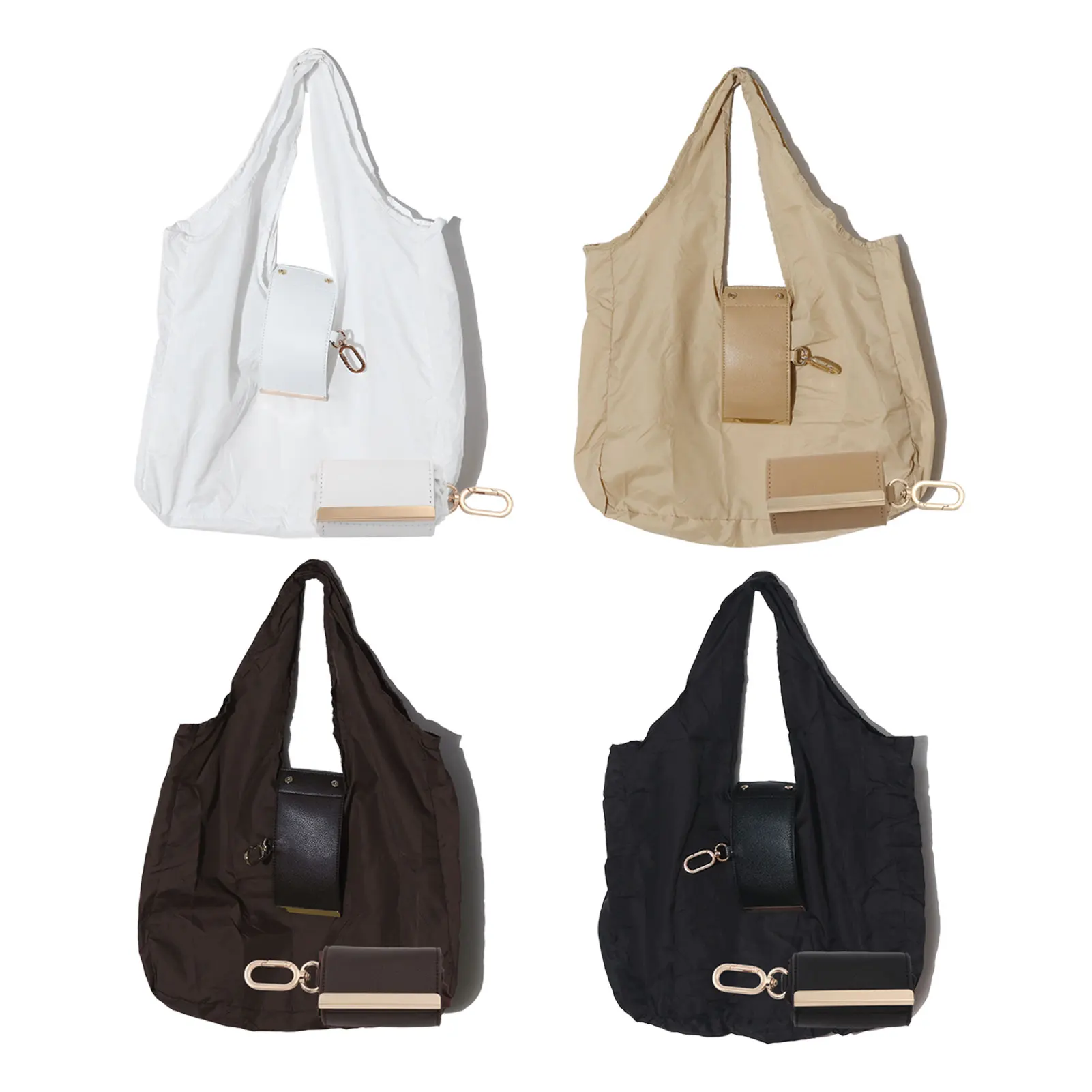 Reusable Mini Keychain Tote Bag with Key Ring Expandable Shopping Bag Foldable Supermarket Eco-Friendly Bag Daily & Accessory