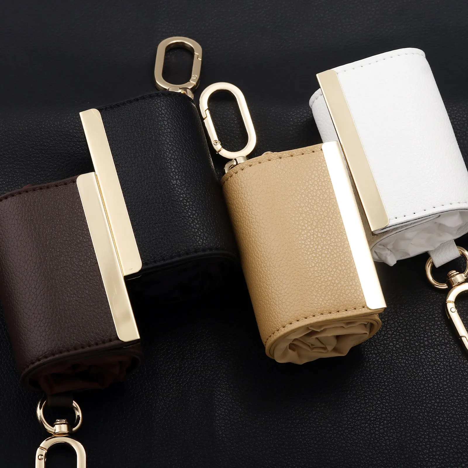 Reusable Mini Keychain Tote Bag with Key Ring Expandable Shopping Bag Foldable Supermarket Eco-Friendly Bag Daily & Accessory