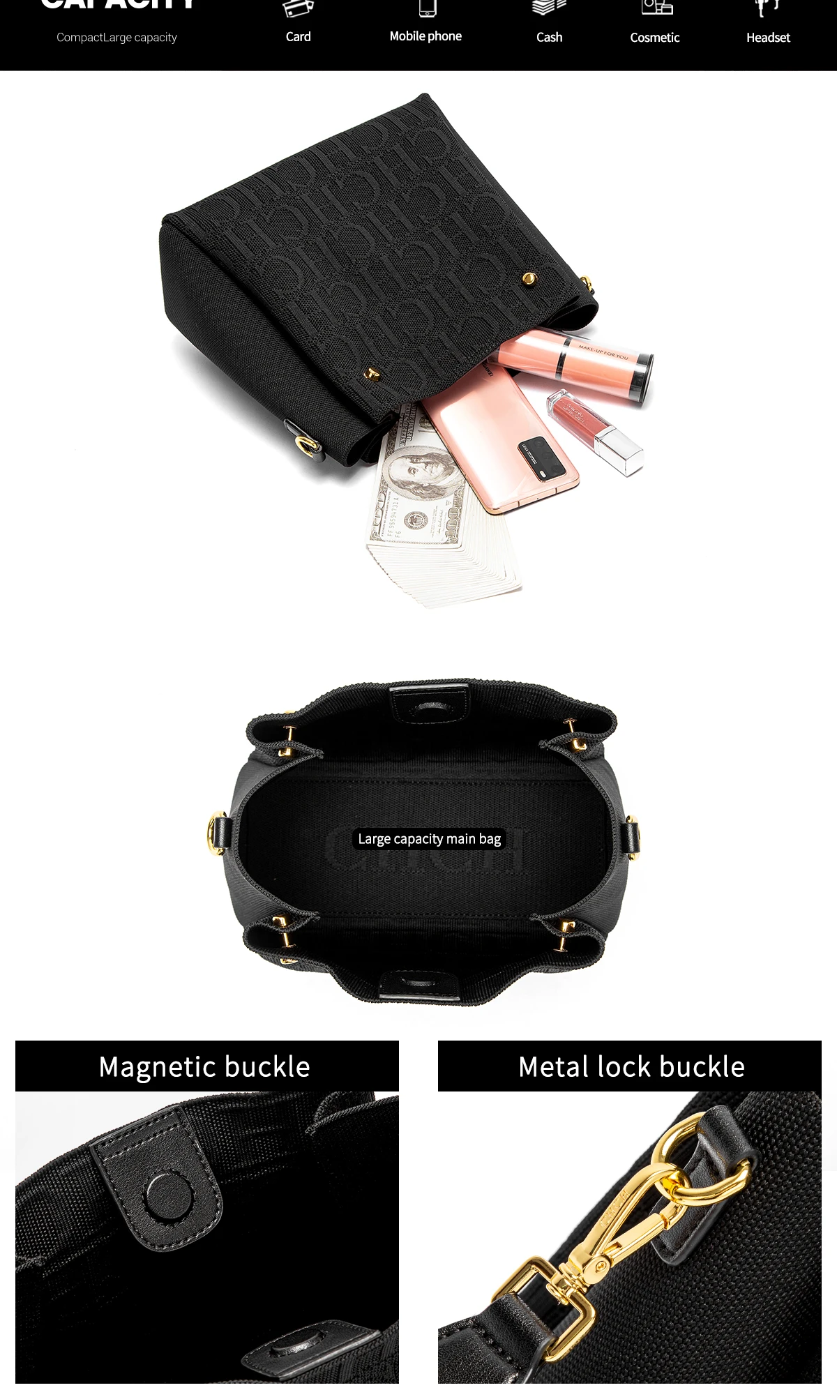 CH Canvas Women's Shoulder Strap Crossbody Bag Fashionable Versatile Elegant Design Luxury Brand Women's Shoulder Bag