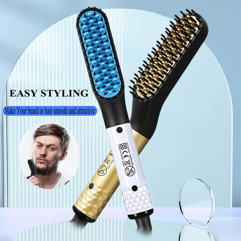 Multifunctional Quick Hair Beard Straightener Men's Hair Straightening Flat Iron Heated Hair Comb Electric Men Hair Beard Styler