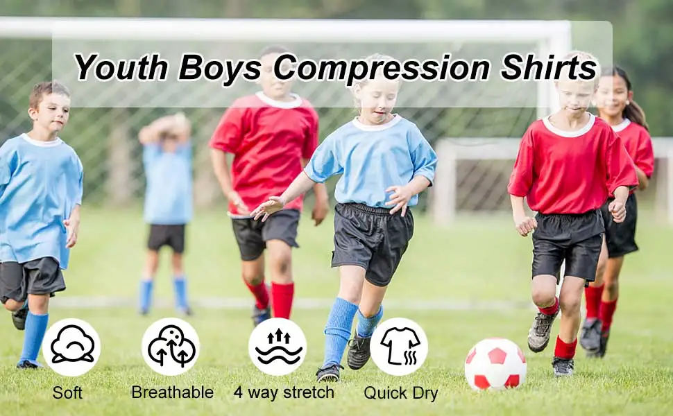 Boys Compression Shirts Long Sleeve Football Undershirt for Kid Quick Dry Athletic Baseball Youth T-Shirt Base Layer