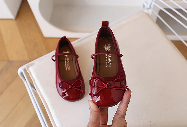 2026 Spring Autumn Birthday Children Leather Shoes For Girls Fashion Korean Soft Sole Anti-slippery Sweet Bowtie Princess Shoes