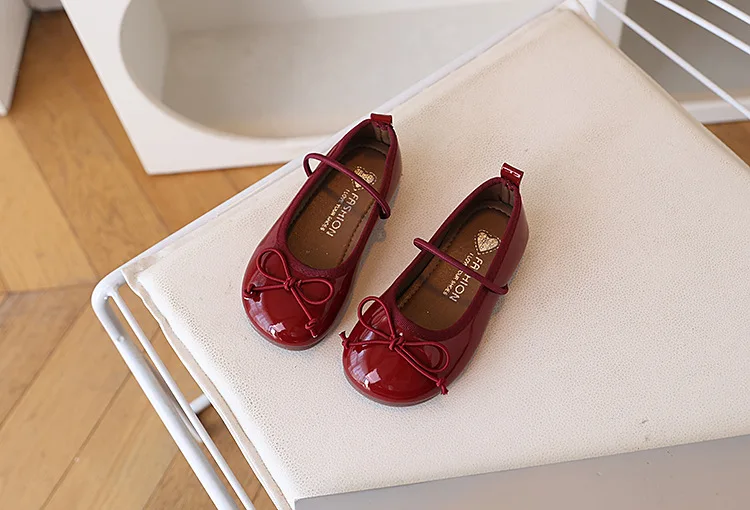 2026 Spring Autumn Birthday Children Leather Shoes For Girls Fashion Korean Soft Sole Anti-slippery Sweet Bowtie Princess Shoes