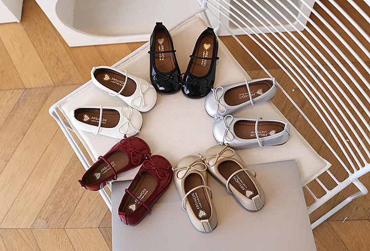 2026 Spring Autumn Birthday Children Leather Shoes For Girls Fashion Korean Soft Sole Anti-slippery Sweet Bowtie Princess Shoes