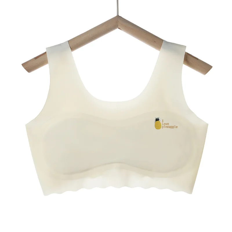 3pcs Girls Solid Color Bra Teen Developmental Vest Bra Pupil Thin Ice Silk Seamless Middle School Students Comfortable Underwear