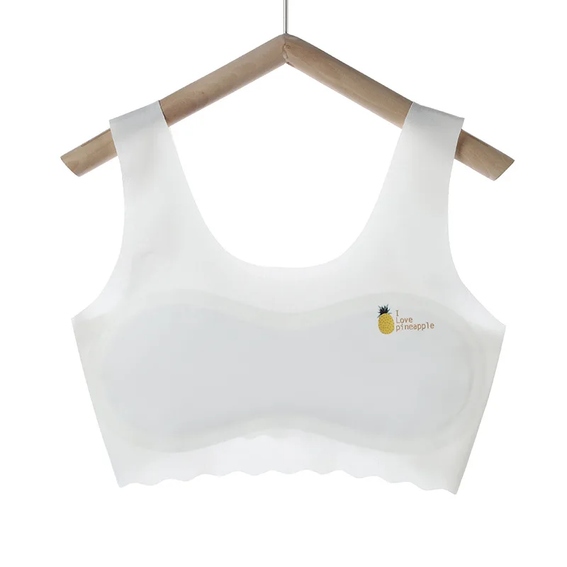 3pcs Girls Solid Color Bra Teen Developmental Vest Bra Pupil Thin Ice Silk Seamless Middle School Students Comfortable Underwear