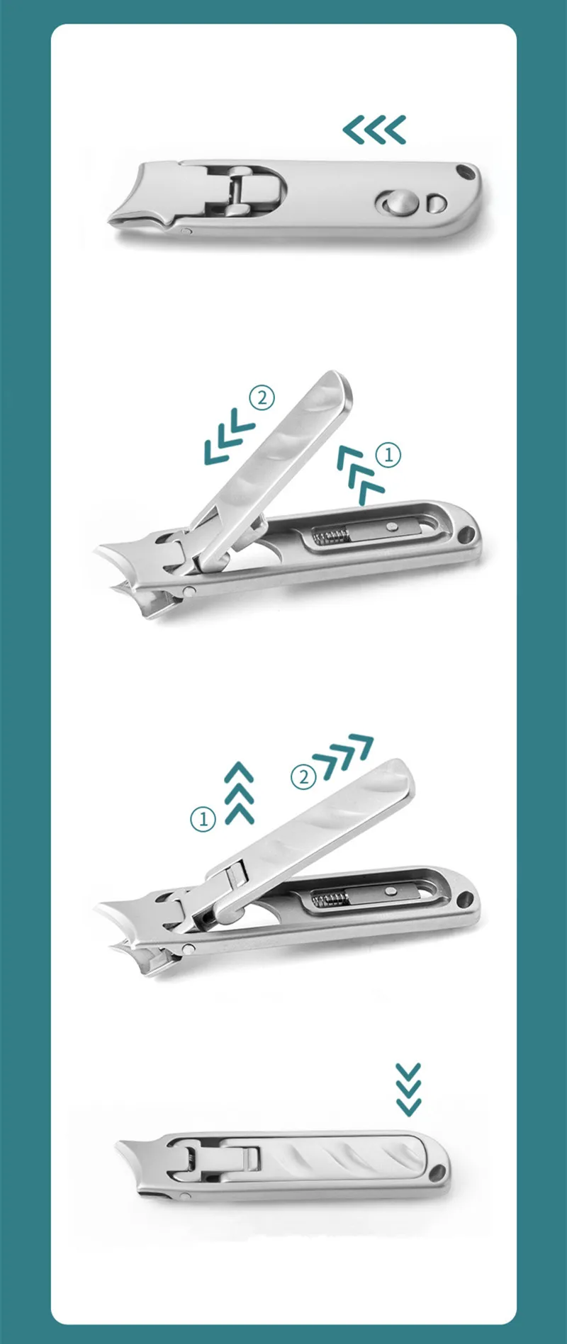 Stainless Steel Ultra Thin Nail Clippers Portable Nail Cutters With Superior Texture keychain Manicure Tool