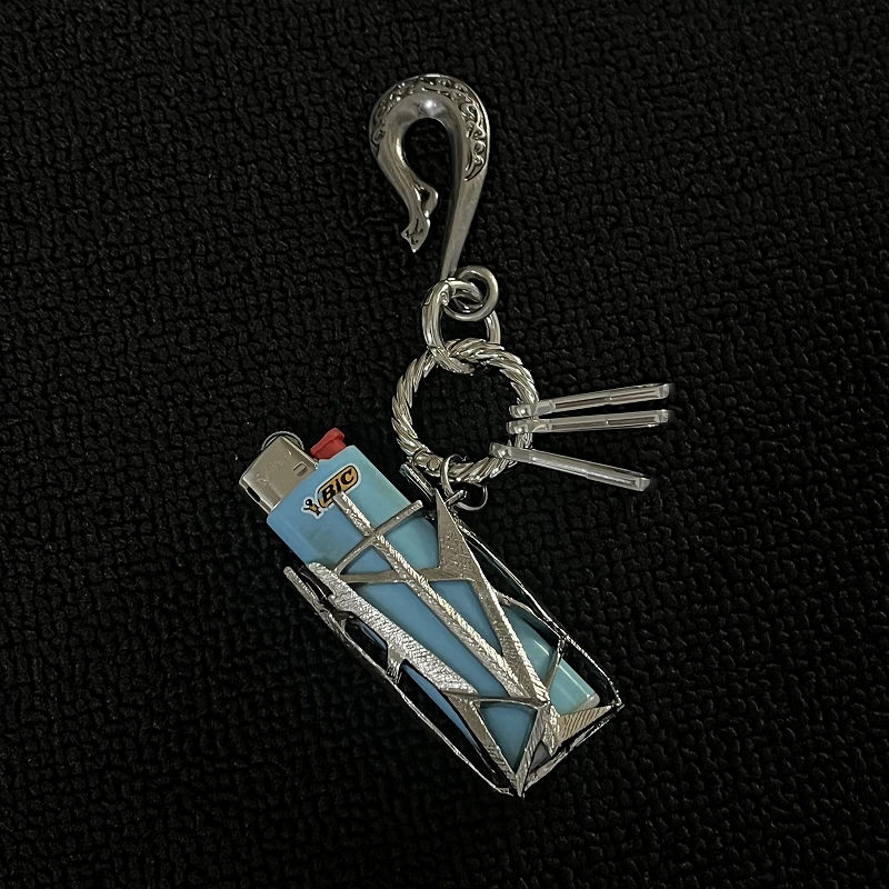 Transformable Cyberpunk-Style Metal Lighter Case & Keychain, Waist Fashion Accessory with High-Street Premium Texture