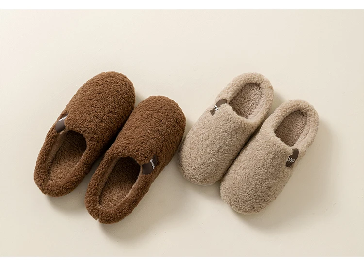 Men's Autumn Winter Slippers Indoor House Shoes, Non-Slip Warm Soft Plush Slip-Ons, Couple's Cozy Breathable Quiet Home Slippers