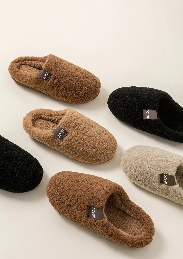 Men's Autumn Winter Slippers Indoor House Shoes, Non-Slip Warm Soft Plush Slip-Ons, Couple's Cozy Breathable Quiet Home Slippers