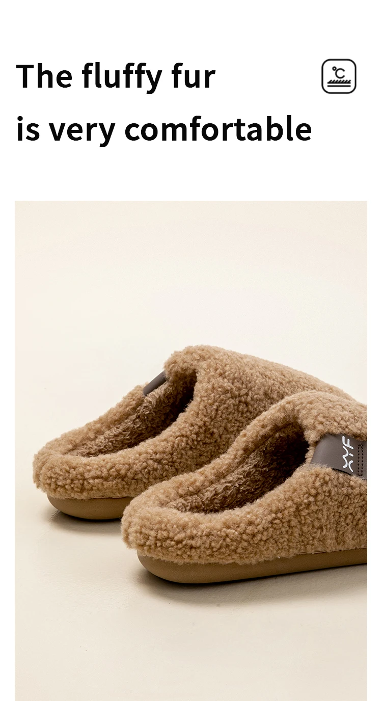 Men's Autumn Winter Slippers Indoor House Shoes, Non-Slip Warm Soft Plush Slip-Ons, Couple's Cozy Breathable Quiet Home Slippers