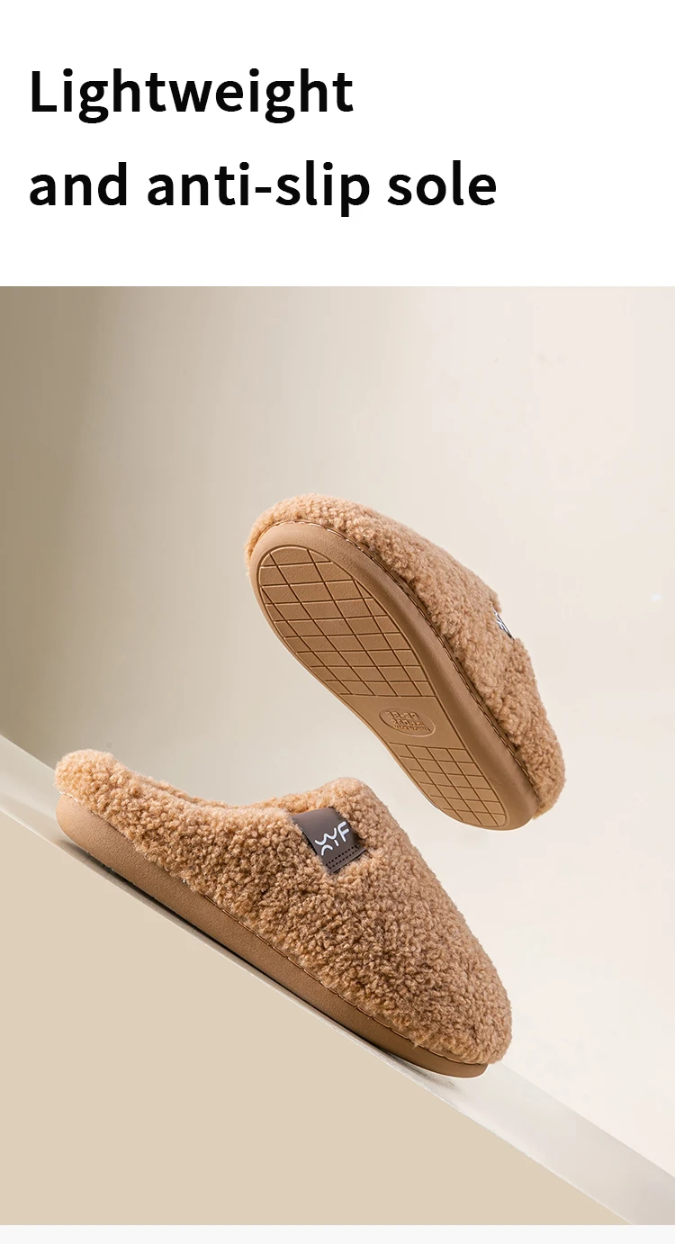 Men's Autumn Winter Slippers Indoor House Shoes, Non-Slip Warm Soft Plush Slip-Ons, Couple's Cozy Breathable Quiet Home Slippers