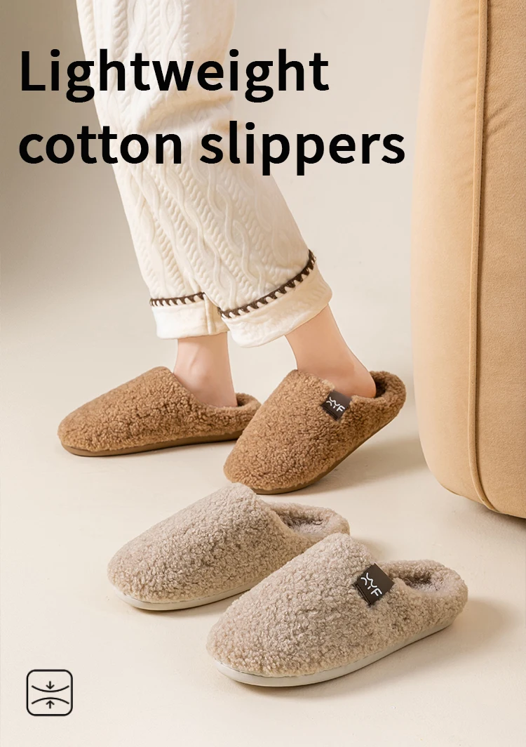 Men's Autumn Winter Slippers Indoor House Shoes, Non-Slip Warm Soft Plush Slip-Ons, Couple's Cozy Breathable Quiet Home Slippers