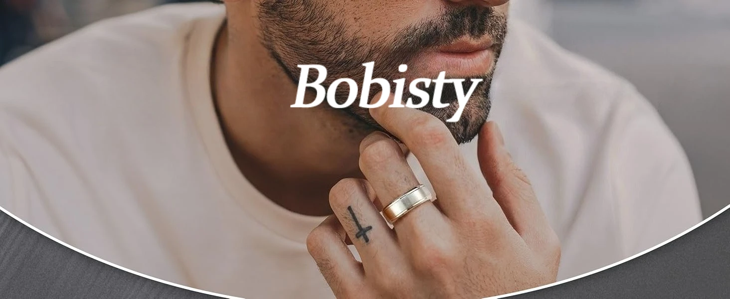 Bobisty 6Pcs Mens Rings 316L Stainless Steel for Men Women Vintage Thumb Engagement Ring Wedding Band Fidget Ring Set Jewel Gift
