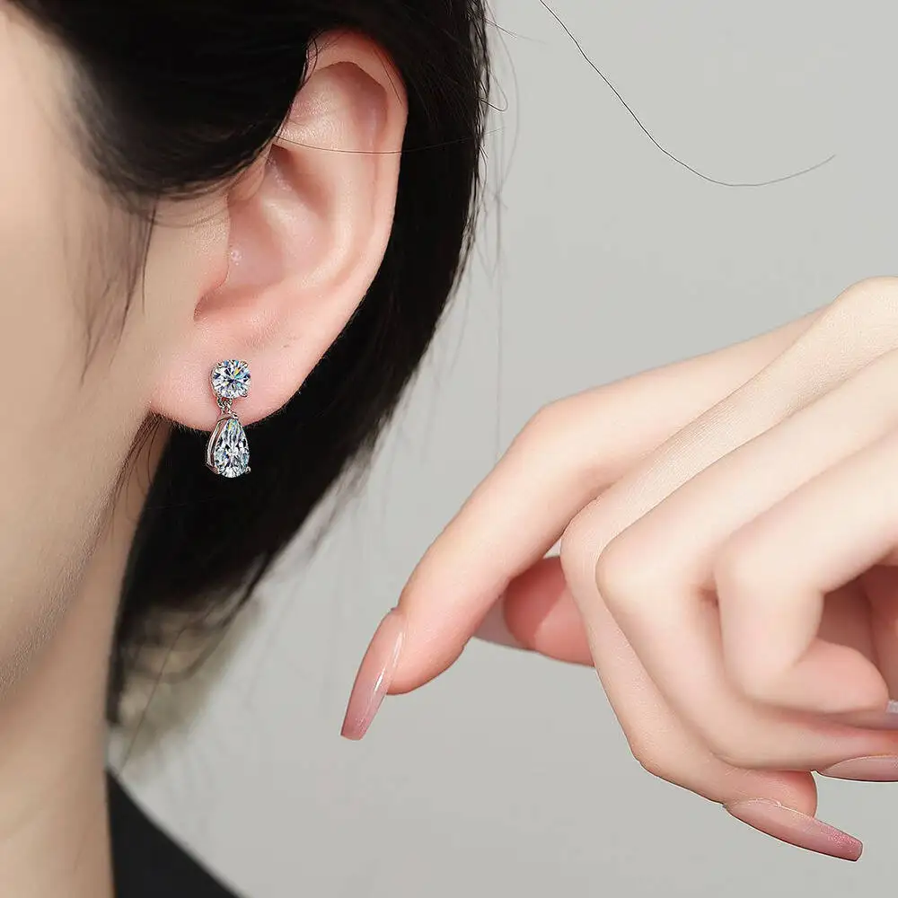 Taoyu 3CT 925 Sterling Silver Moissanite Earrings For Women Men Zircon Drop Earrings Minimalist Fine Jewelry D VVS1 Diamond Gift