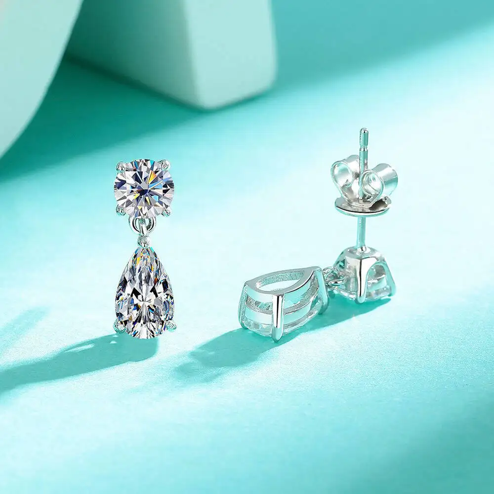 Taoyu 3CT 925 Sterling Silver Moissanite Earrings For Women Men Zircon Drop Earrings Minimalist Fine Jewelry D VVS1 Diamond Gift