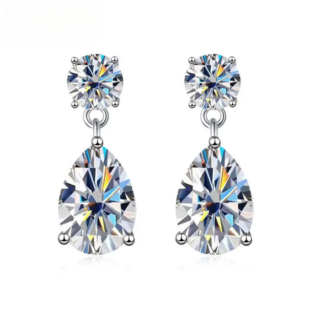 Taoyu 3CT 925 Sterling Silver Moissanite Earrings For Women Men Zircon Drop Earrings Minimalist Fine Jewelry D VVS1 Diamond Gift