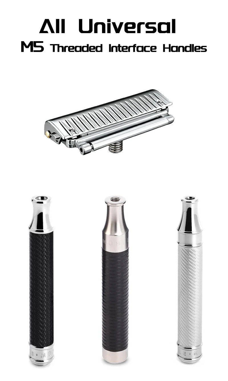 Whityle 22T-H Glide PRO 5.0 Universal Safety Razor Head Super Roller Shaver Double Half Blade Shaving Shave Head M5 Thread