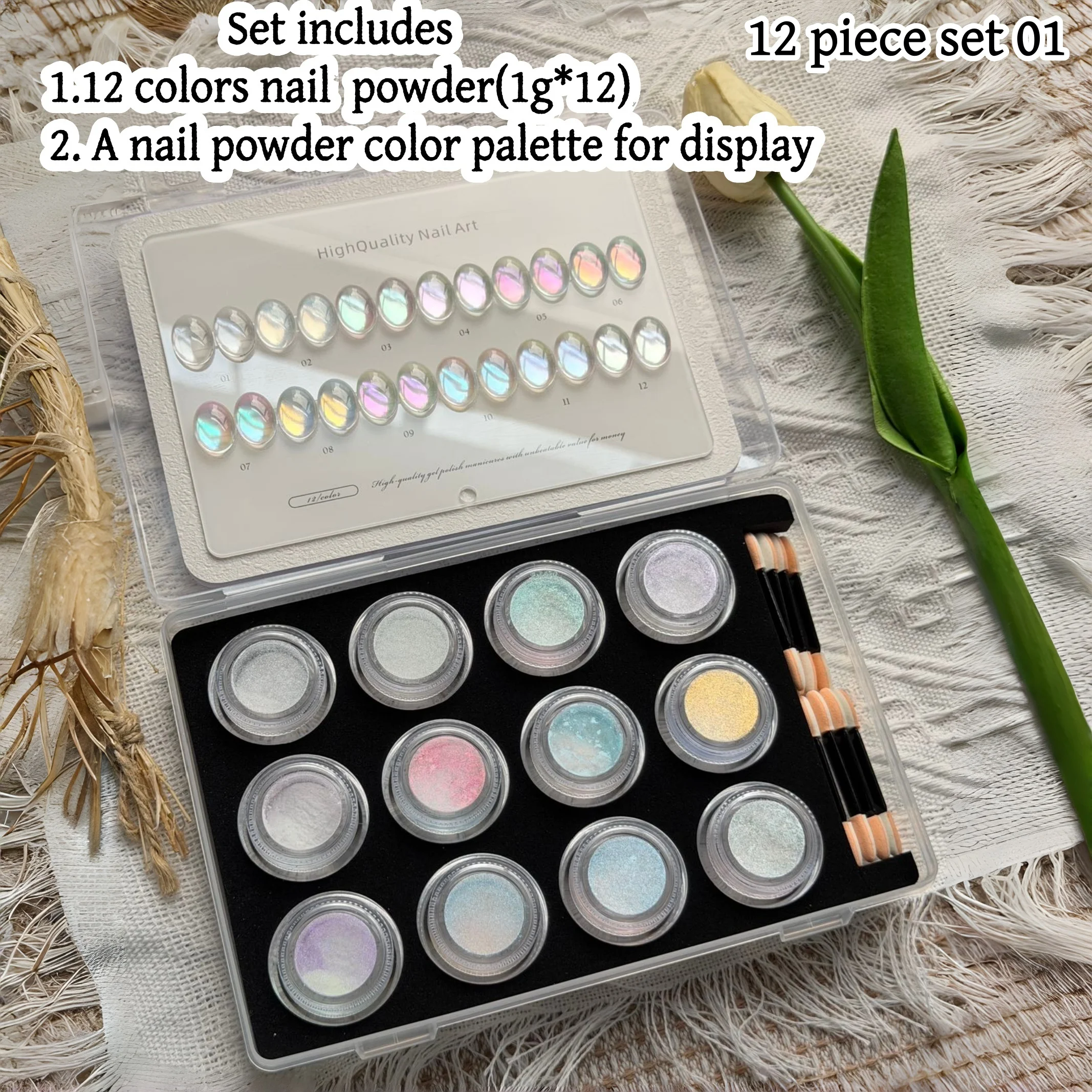 High-End Nail Art Set, 24 Colors Moonlight Mirror Powder Kit, Ultra-Fine Glitter, Japanese Style, Perfect for All Occasions