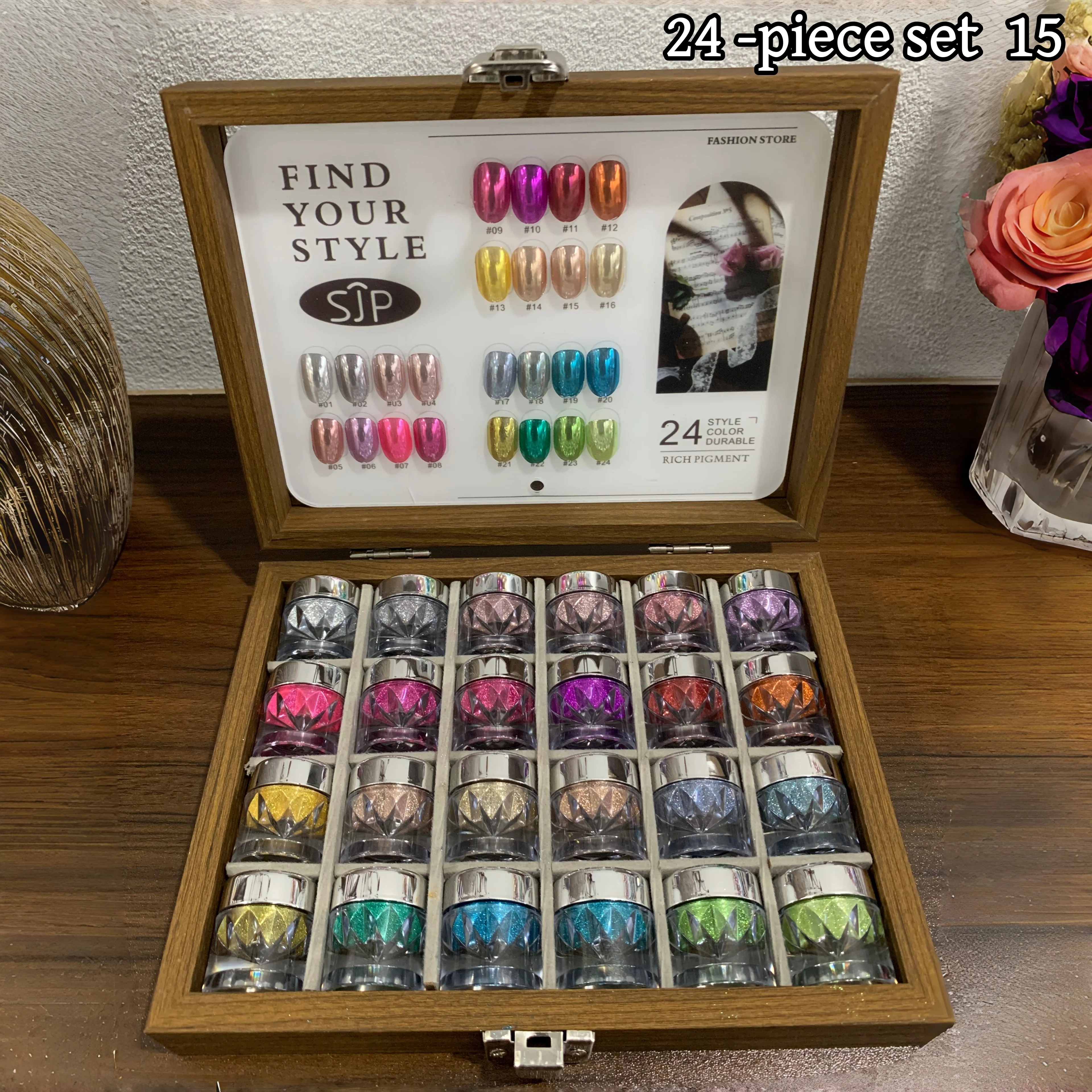 High-End Nail Art Set, 24 Colors Moonlight Mirror Powder Kit, Ultra-Fine Glitter, Japanese Style, Perfect for All Occasions
