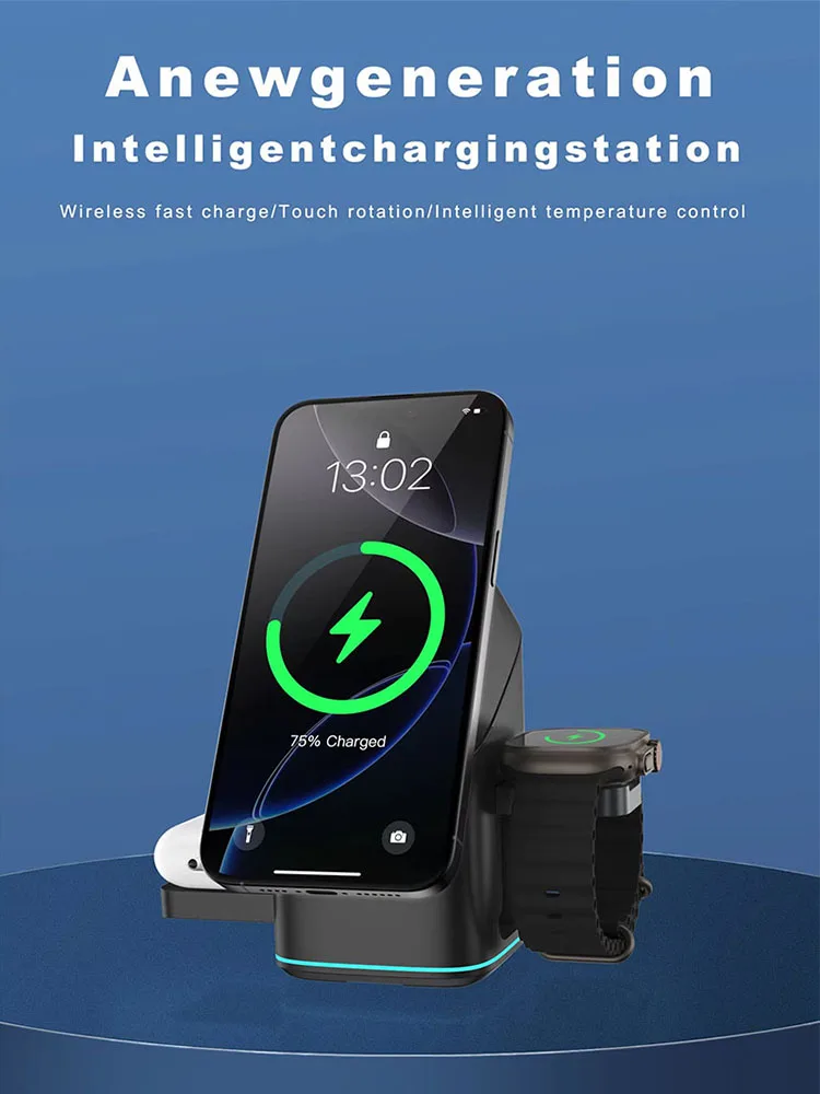 Wholesale Charging Mobile Phone Stand Magnetic Fast Charger Station 3 in 1 Charger Holder for iphone 17 16 15 14 Pro Max Samsung