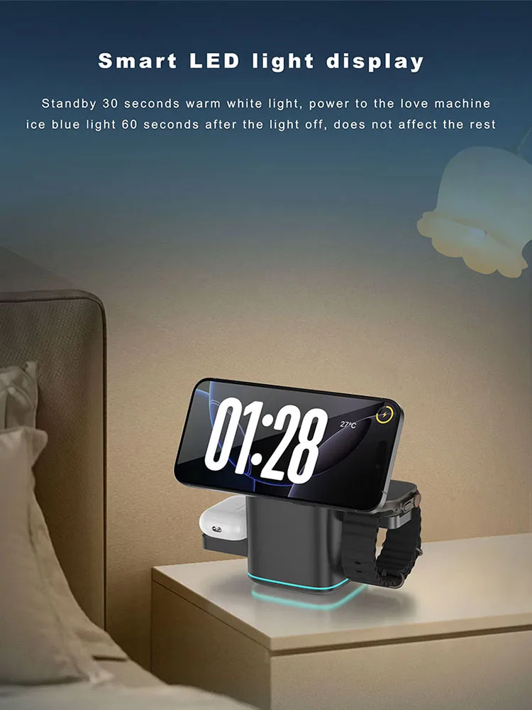 Wholesale Charging Mobile Phone Stand Magnetic Fast Charger Station 3 in 1 Charger Holder for iphone 17 16 15 14 Pro Max Samsung