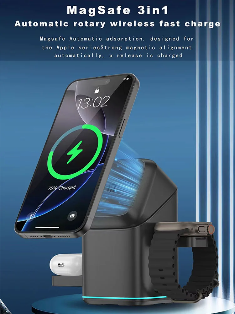 Wholesale Charging Mobile Phone Stand Magnetic Fast Charger Station 3 in 1 Charger Holder for iphone 17 16 15 14 Pro Max Samsung