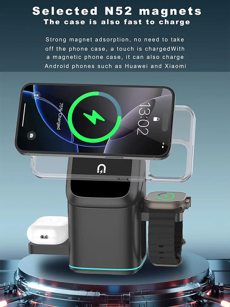 Wholesale Charging Mobile Phone Stand Magnetic Fast Charger Station 3 in 1 Charger Holder for iphone 17 16 15 14 Pro Max Samsung