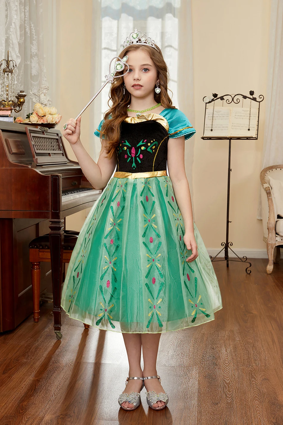 Kids Anna Cosplay Clothing Little Girls Christmas Halloween Gown Kids Party Red Cloak Costume Dance Long Sleeve Princess Dresses