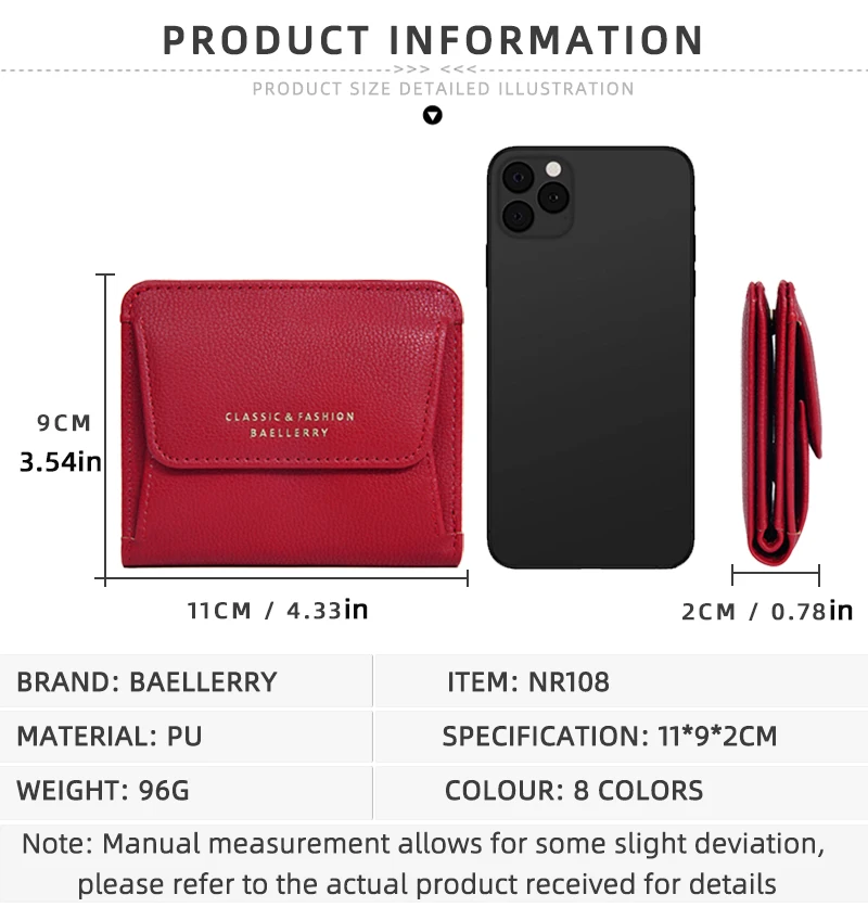 Fashionable Mini Women Wallet Name Engraving High-Quality Card Holder Simple Short Female Coin Pocket