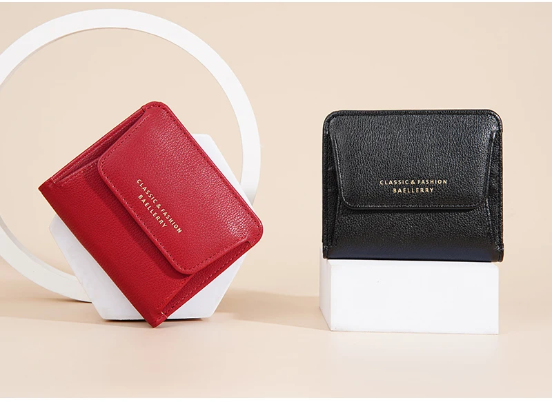 Fashionable Mini Women Wallet Name Engraving High-Quality Card Holder Simple Short Female Coin Pocket