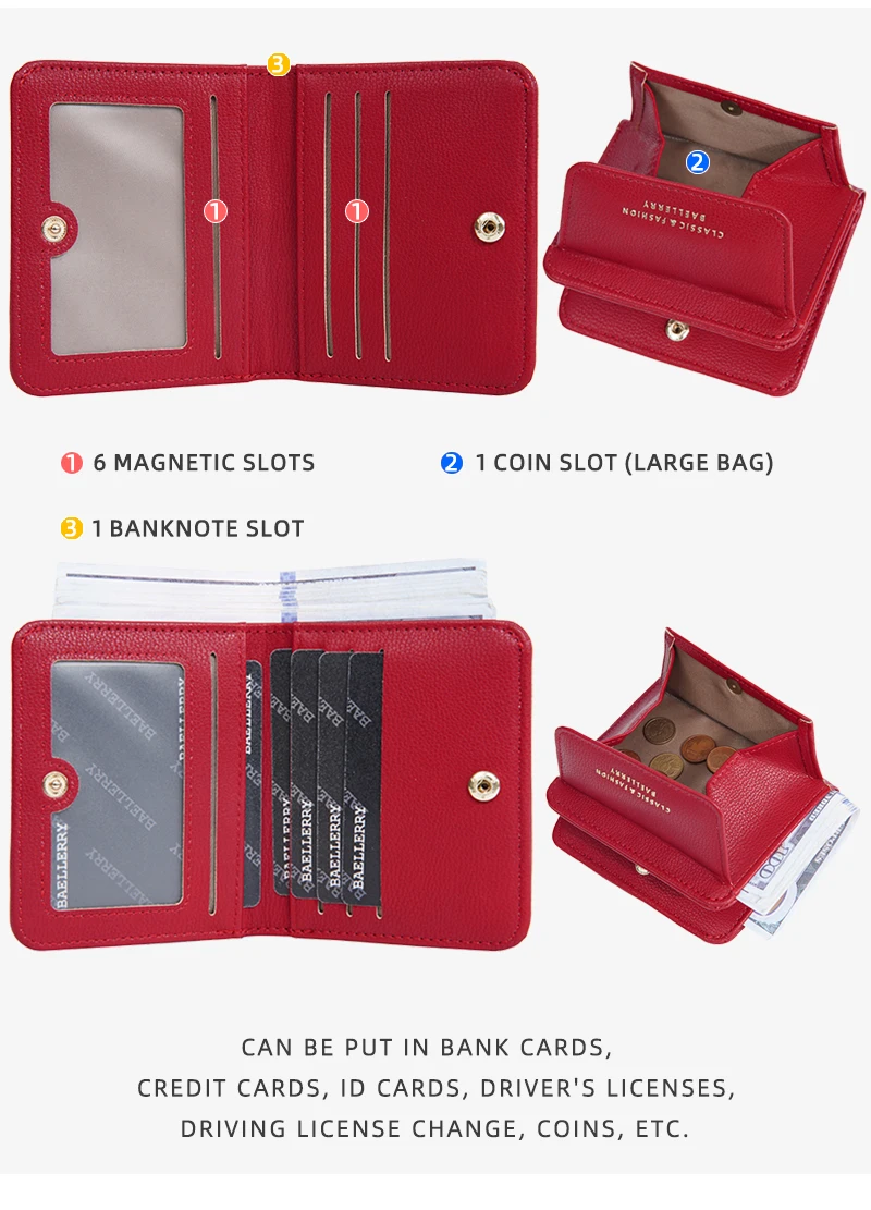 Fashionable Mini Women Wallet Name Engraving High-Quality Card Holder Simple Short Female Coin Pocket