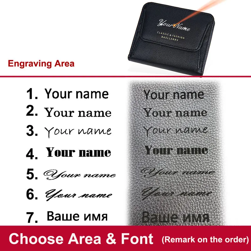 Fashionable Mini Women Wallet Name Engraving High-Quality Card Holder Simple Short Female Coin Pocket