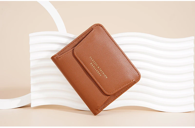 Fashionable Mini Women Wallet Name Engraving High-Quality Card Holder Simple Short Female Coin Pocket